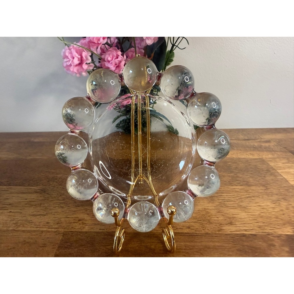 Vintage Pink Bubble Glass Ashtray Boopie Style Retro Trinket Dish Decor Barware‎